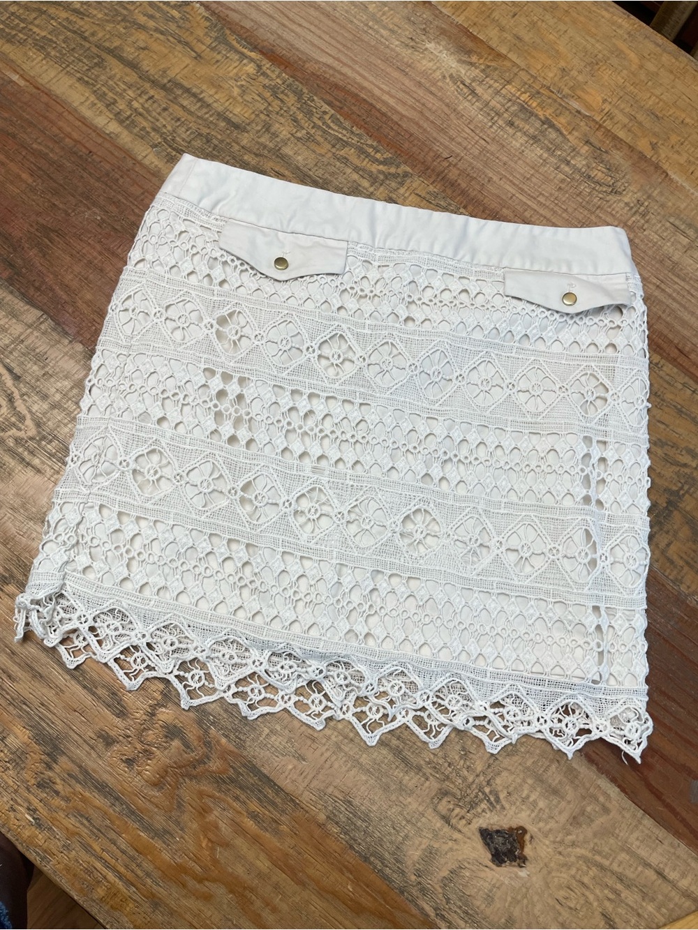 Joe Fresh Crochet skirt size 12 coastal grandma neutral boho festival